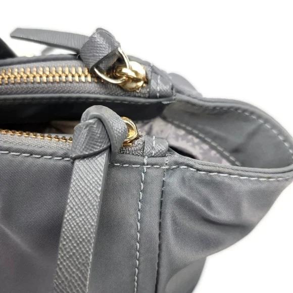 Kate Spade Wilson Road Talya Grey Nylon Dual Leather Handles Large Tote Bag - Picture 11 of 15